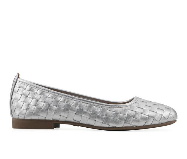 Women's White Mountain Bocci Flats in Silver color
