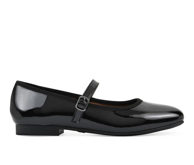 Women's White Mountain Boch Mary Jane Flats in Black Patent color