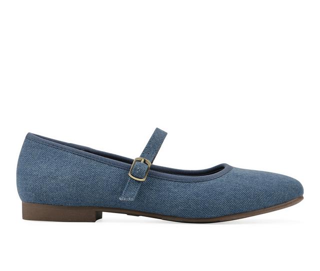 Women's White Mountain Boch Mary Jane Flats in Denim Blue color