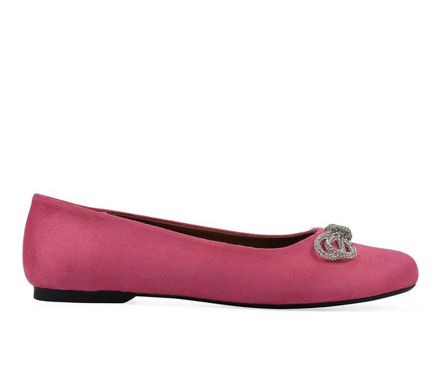 Women's White Mountain Sashimi Flats in Super Pink color