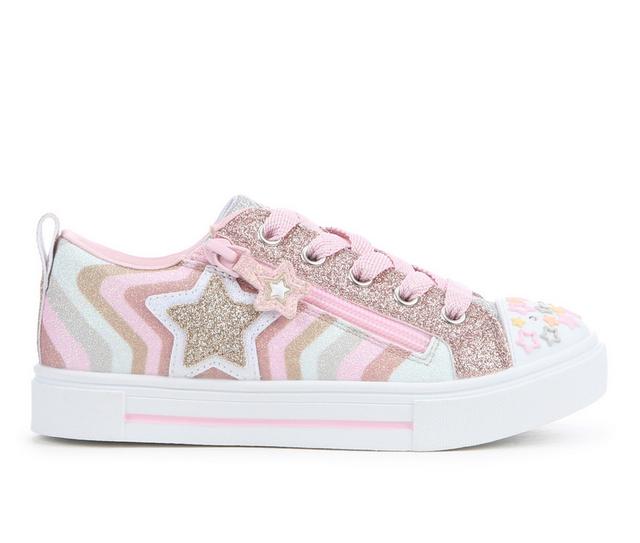 Girls' Skechers Little Kid Twinkle Sparks Cosmic Burst Sneakers in Rose Gold color