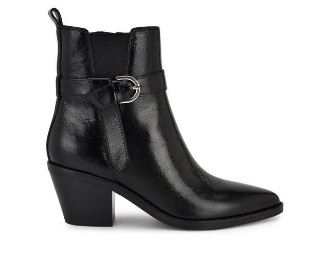 Women's Nine West Lemone Booties in Black Leather color