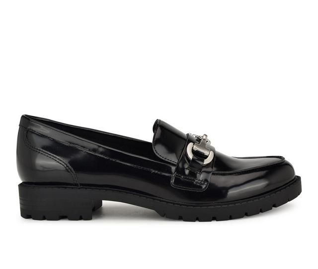 Women's Nine West Newdale Loafers in Black Patent color