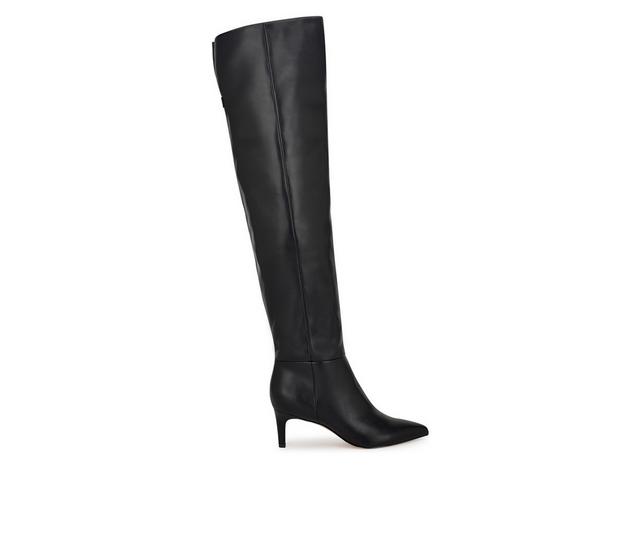 Women's Nine West Sensa Over The Knee Boots in Black Leather color