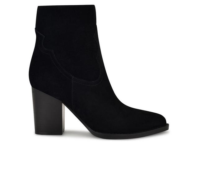 Women's Nine West Taytay Booties in Black Suede color