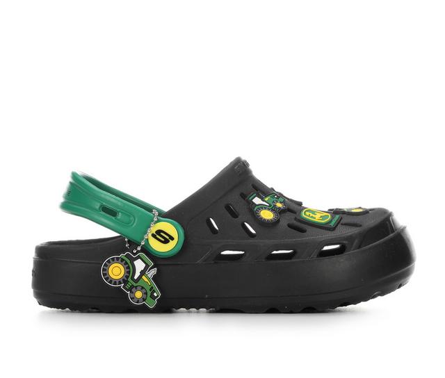 Kids' Cali Gear Little Kid & Big Kid Swifters Tractor Splash John Deere Clogs in Black/Green color