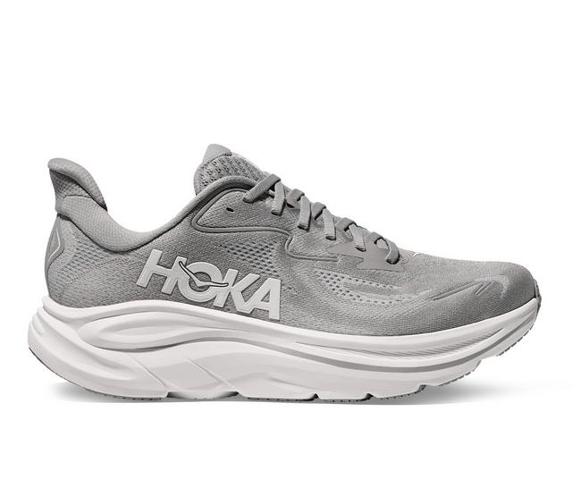 Men's Hoka Clifton 10 Running Shoes in Grey/Stardust color