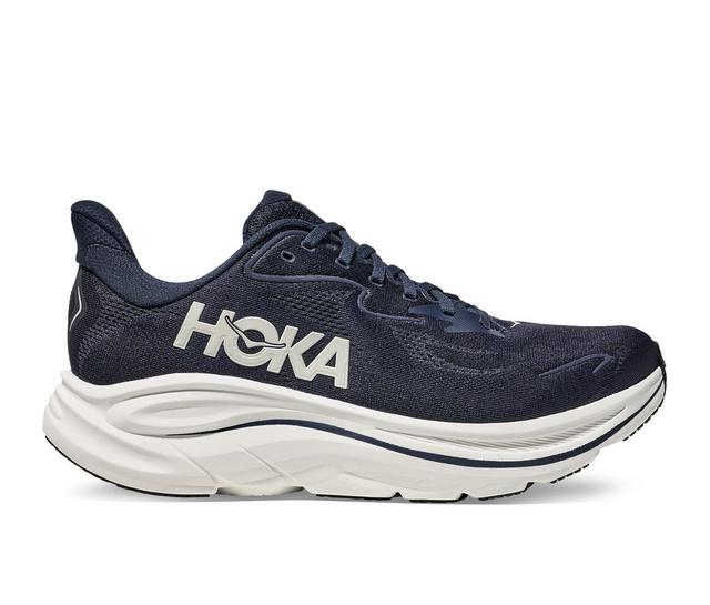 Men's Hoka Clifton 10 Running Shoes in Navy/White color