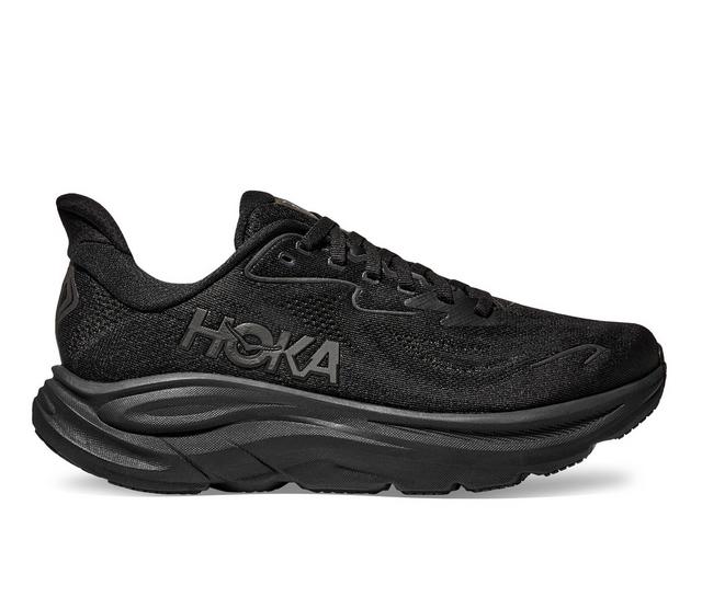 Men's Hoka Clifton 10 Running Shoes in Black/Black color