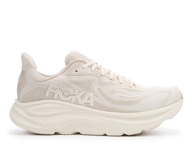 Men's Hoka Clifton 10 Running Shoes in Oatmeal color