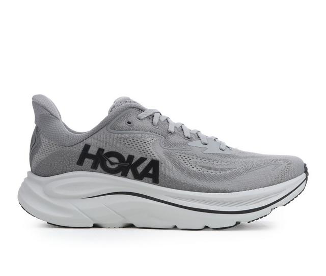 Men's Hoka Clifton 10 Running Shoes in Grey/Black color