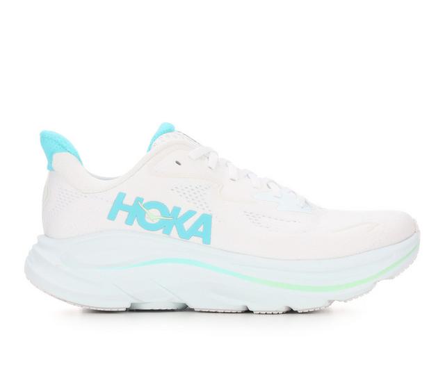 Women's Hoka Clifton 10 Running Shoes in White Cielo color