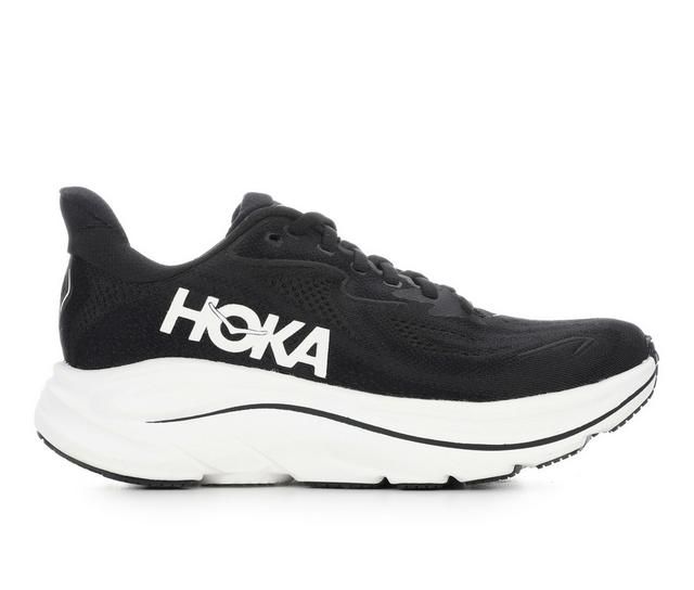 Women's Hoka Clifton 10 Running Shoes in Black White color