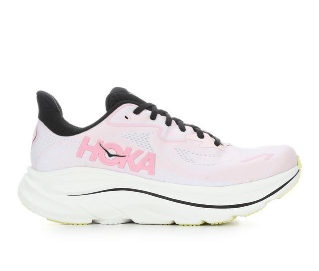 Women's Hoka Clifton 10 Running Shoes in Pink Yellow color