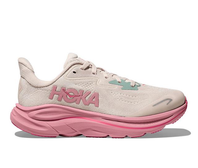 Women's Hoka Clifton 10 Running Shoes in Rose Cream color