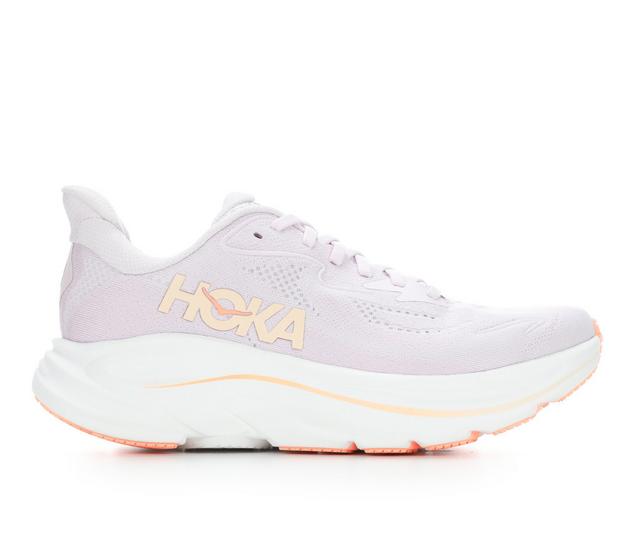 Women's Hoka Clifton 10 Running Shoes in Lilac/Tangerine color