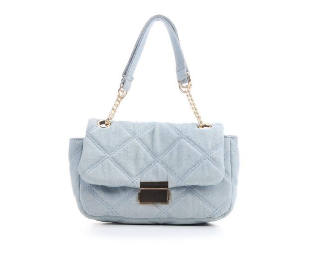 Olivia Miller Denim Quilt Flap Chain Handbag in Denim Blue color