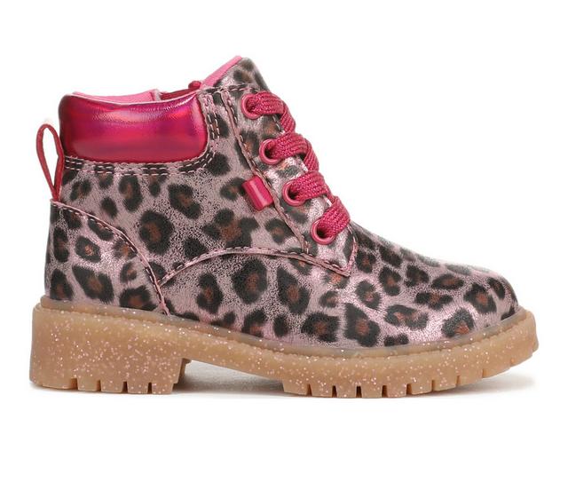 Girls' Dr. Scholls Toddler Headstart Combat Boots in Pink Leopard color