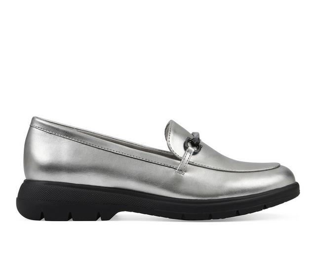 Women's Cliffs by White Mountain Flow Loafers in Silver color