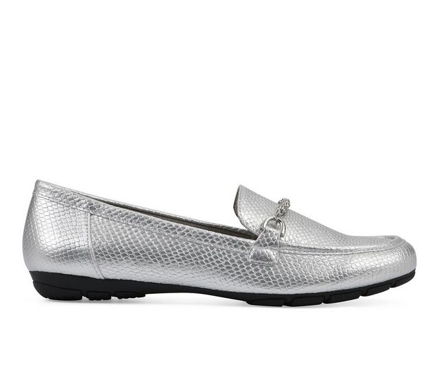 Women's Cliffs by White Mountain Genius Loafers in Silver color