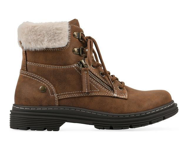 Women's Cliffs by White Mountain Powell Winter Combat Boots in Cognac color