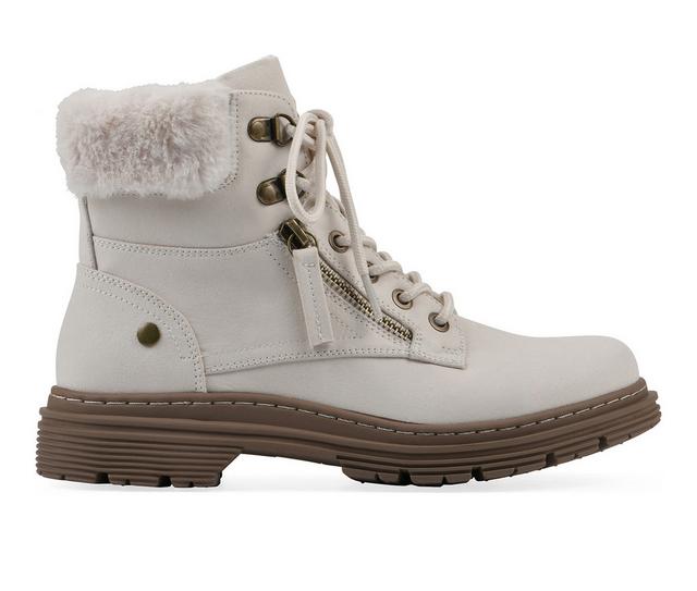 Women's Cliffs by White Mountain Powell Winter Combat Boots in Winter White color