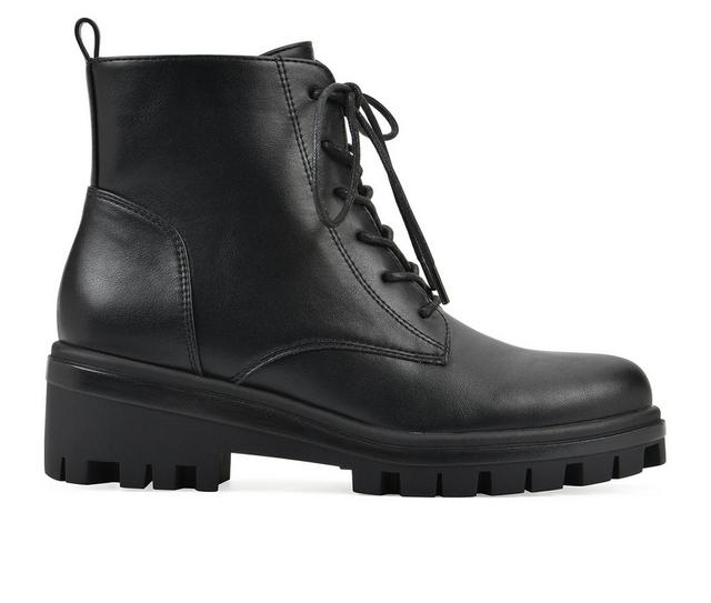 Women's White Mountain Tappy Combat Boots in Black color