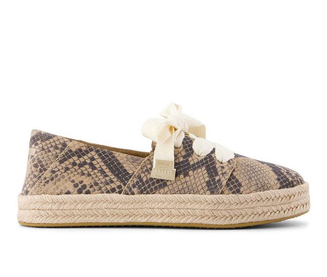 Women's TOMS Carolina Lace Up Casual Shoes in Taupe Snake color