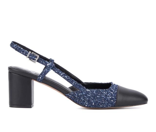 Women's New York and Company Loriann Slingback Pumps in Navy Boucle color