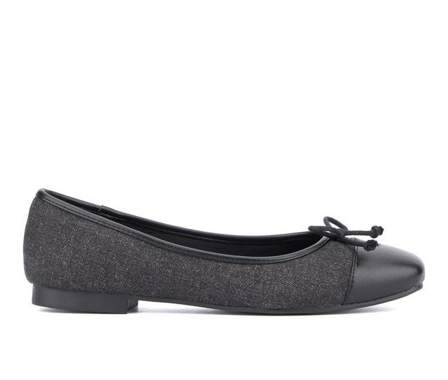 Women's New York and Company Patricia Flats in Black Denim color