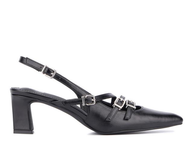 Women's New York and Company Imari Slingback Strap in Black Metallic color