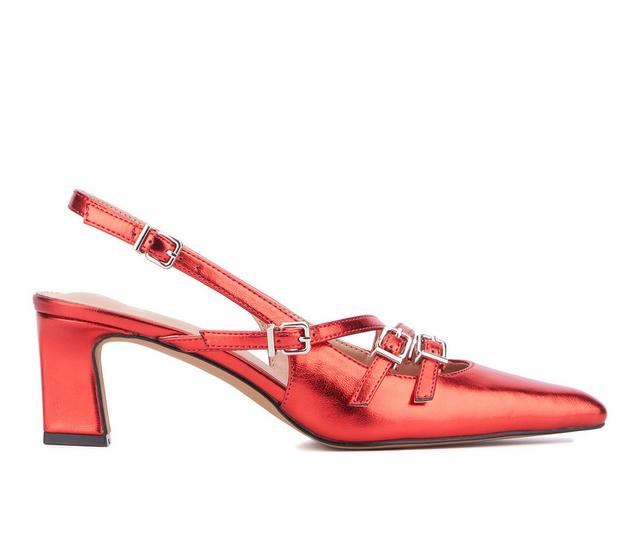 Women's New York and Company Imari Slingback Strap in Red Metallic color