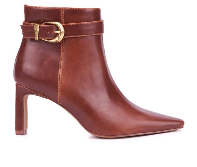 Women's New York and Company McKenzie Dress Booties in Dark Cognac color