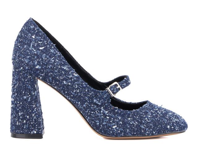 Women's New York and Company Elaine Mary Jane Pumps in Navy Boucle color