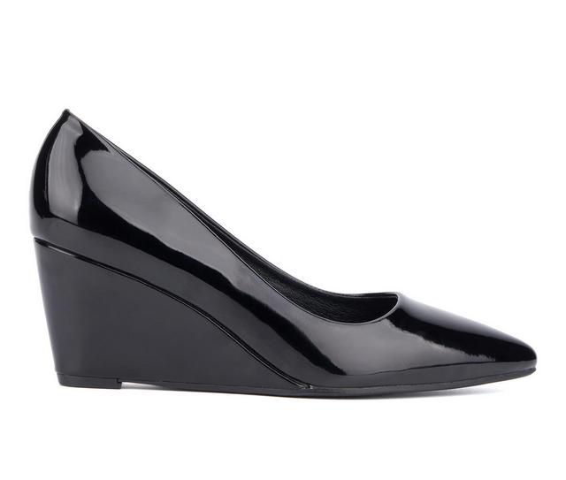 Women's New York and Company Gwen Wedges in Black Patent color