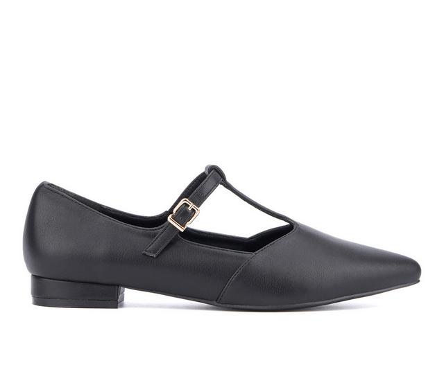 Women's New York and Company Vlada T-Strap Mary Jane Flats in Black color