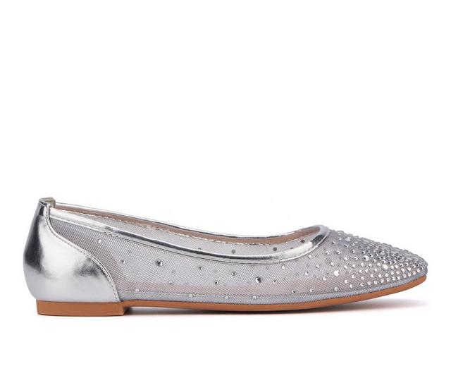 Women's New York and Company Priya Flats in Silver color