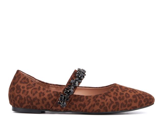 Women's New York and Company Paxley Flats in Brown Leopard color