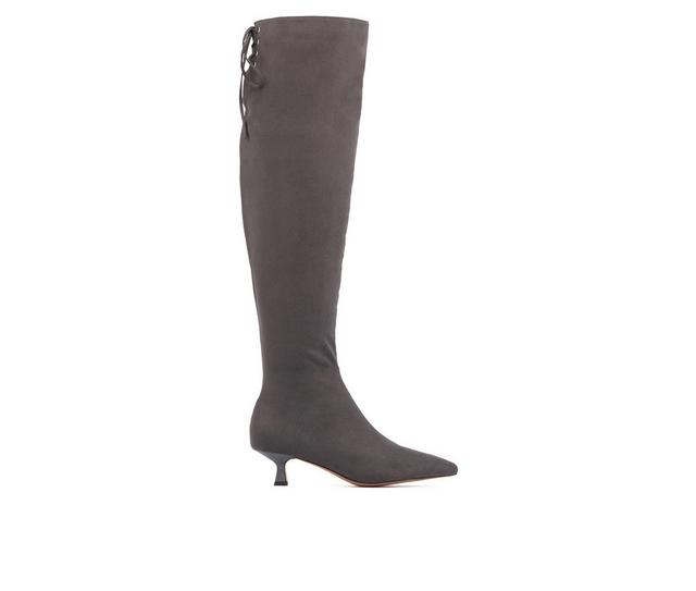 Women's New York and Company Vanellope Knee High Boots in Dark Grey color