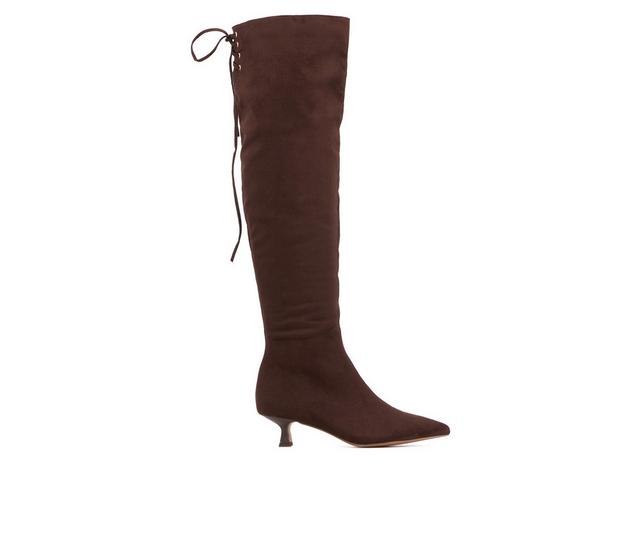 Women's New York and Company Vanellope Knee High Boots in Brown color