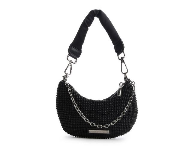 Madden Girl Rhinestone Mesh Mini Crossbody Handbag in Black color