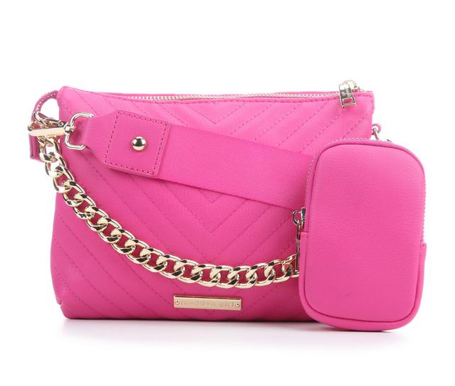 Madden Girl Quilted PU Modular Crossbody Handbag in Magenta color