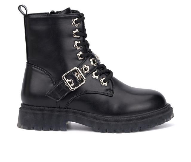 Girls' Olivia Miller Girl Little & Big Kid Star Bright Combat Boots in Black color