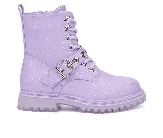 Girls' Olivia Miller Girl Little & Big Kid Star Bright Combat Boots in Purple color