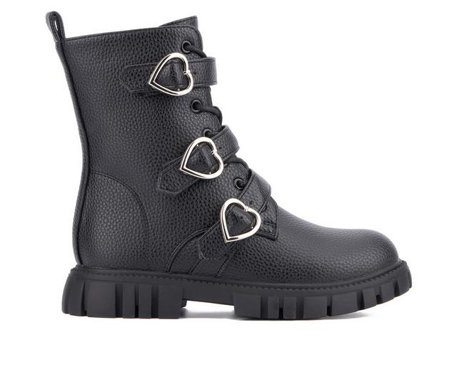 Girls' Olivia Miller Girl Little & Big Kid Love Me Combat Boots in Black color
