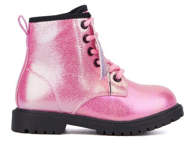 Girls' Olivia Miller Girl Toddler Crystal Sky Combat Boots in Pink color