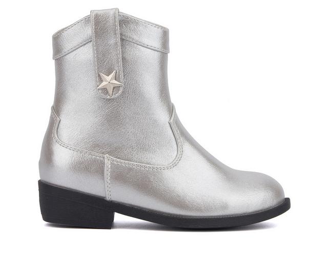 Girls' Olivia Miller Girl Toddler & Little Kid Electric Energy Cowboy Boots in Silver color