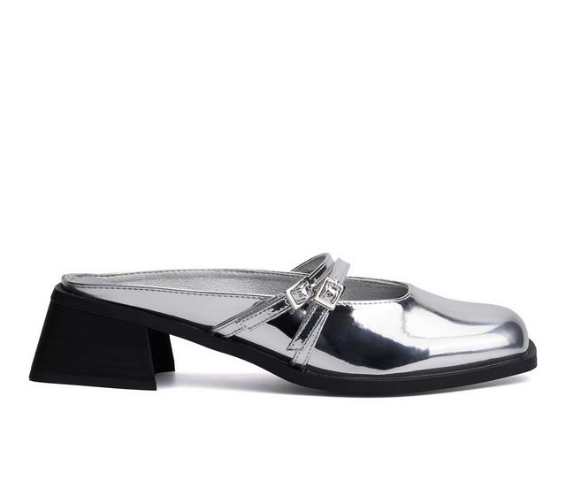 Women's Olivia Miller Aquarius Mules in Silver color