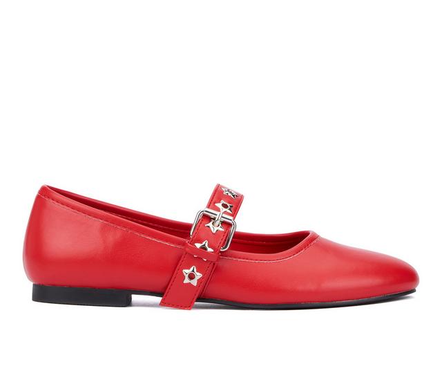 Women's Olivia Miller Element Mary Jane Flats in Red color