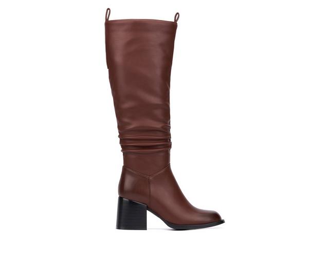 Women's Olivia Miller Solar Knee High Boots in Brown color